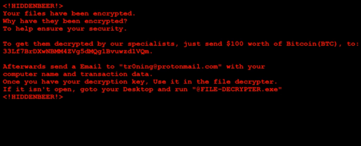 HiddenBeer Ransomware