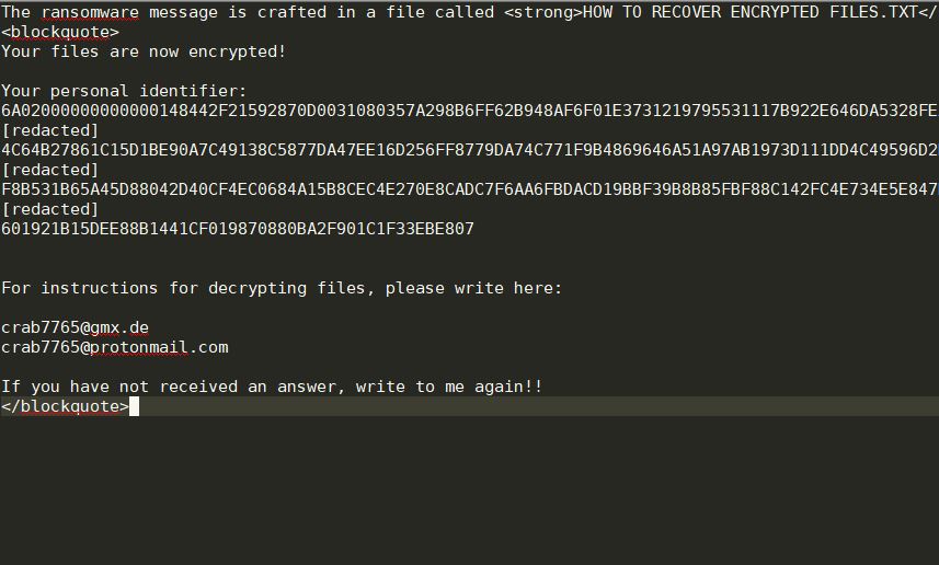 Scarab crab Ransomware