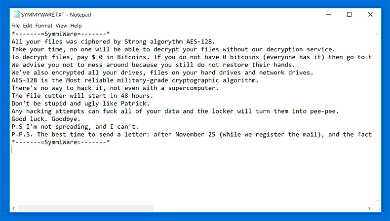 SYMMYWARE Ransomware