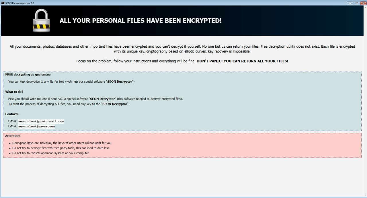 Seon Ransomware Crypto-Malware