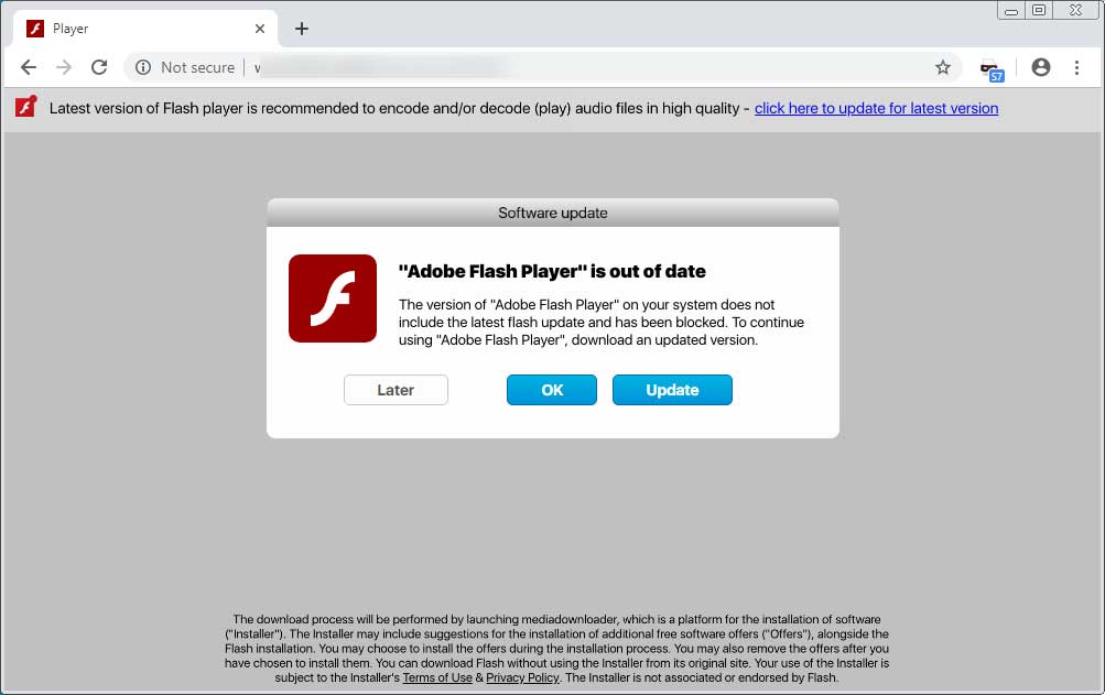 Adobe Flash Player is out of date Scam
