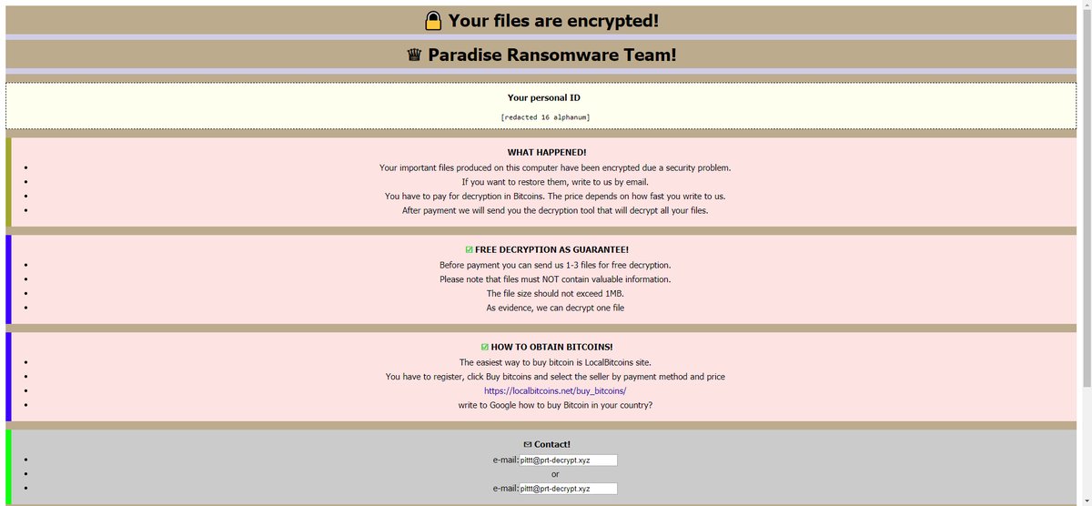 Paradise VACv2 Ransomware