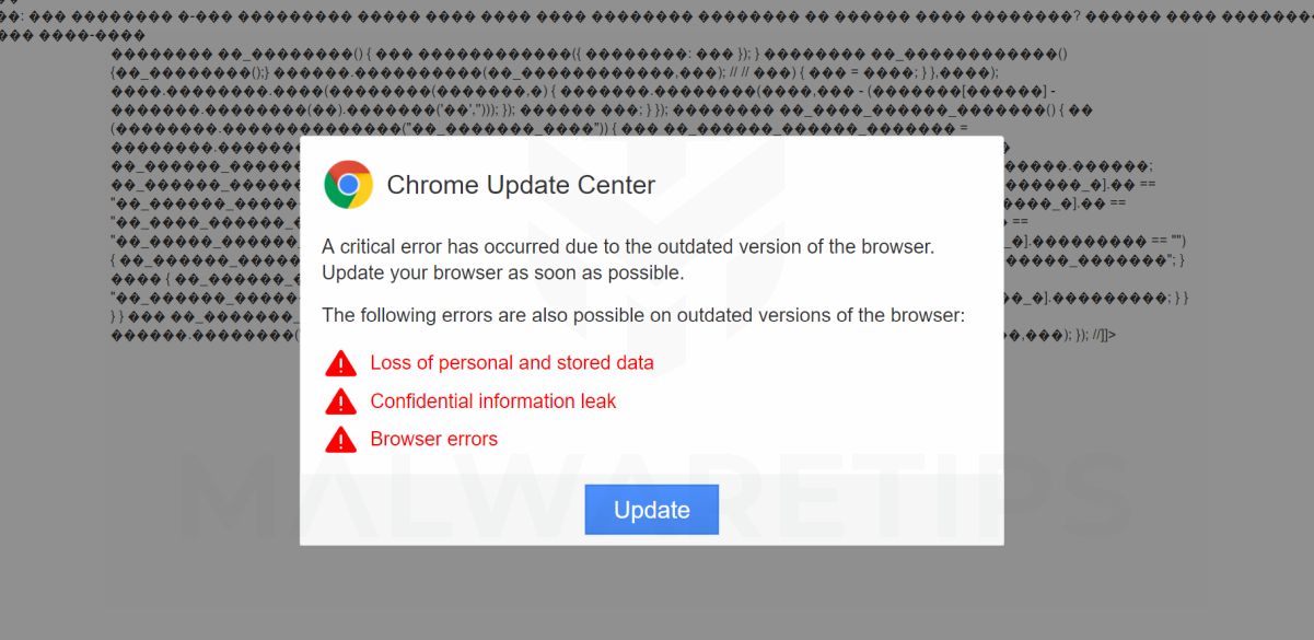 Chrome Update Center Scam