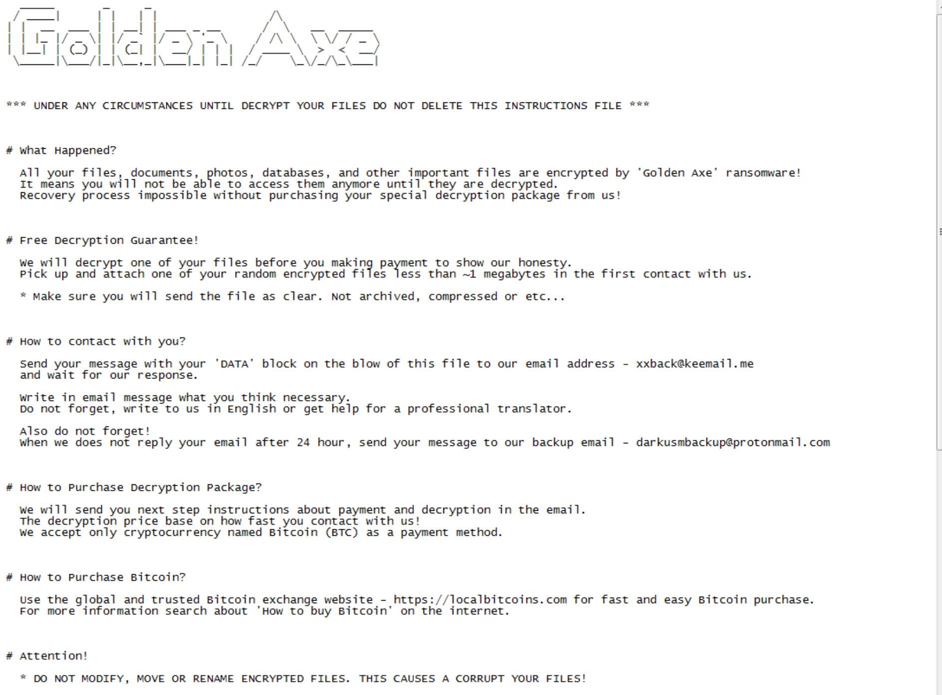 Golden Axe Ransomware