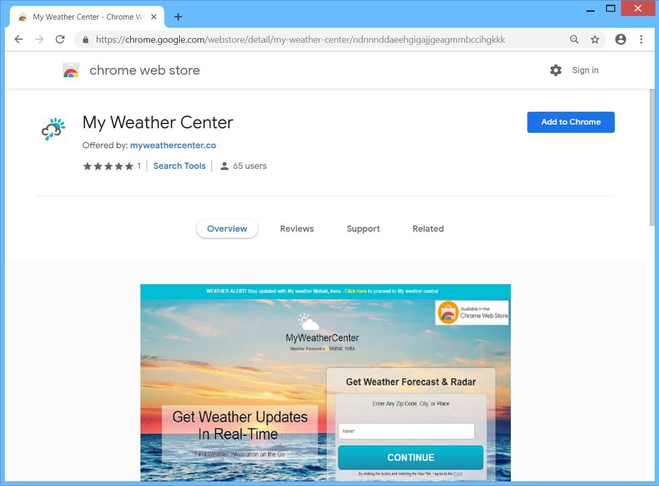 Myweathercenter Browser Hijacker