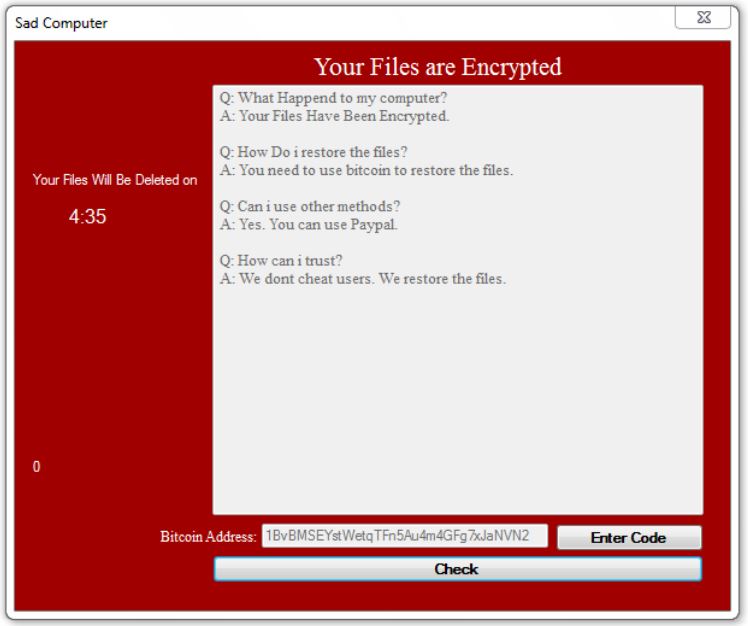 Sad Computer Ransomware