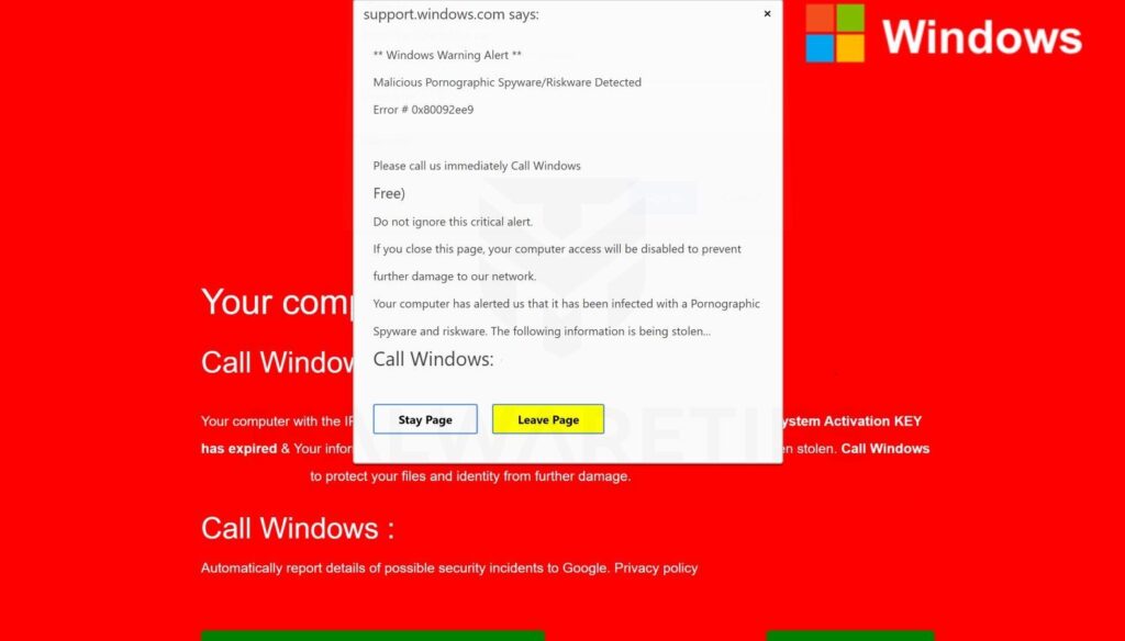Windows Security Alert Scam