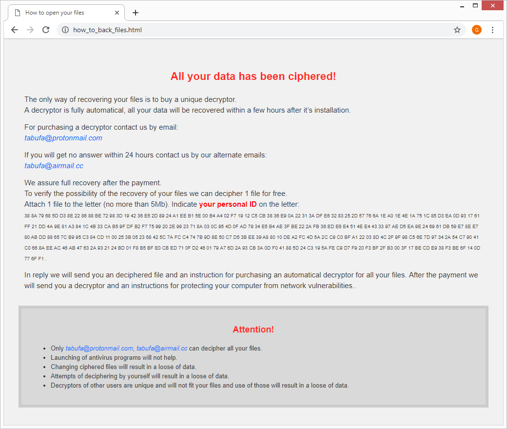 Tabufa Ransomware