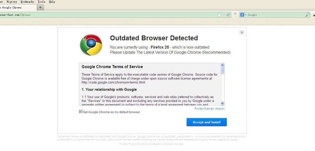 Outdated Browser Detected Scam