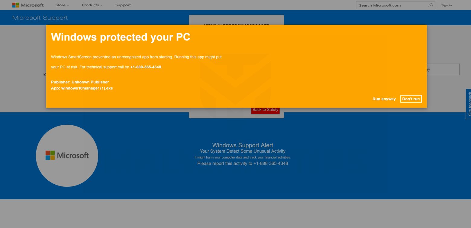 Windows protected your PC Scam