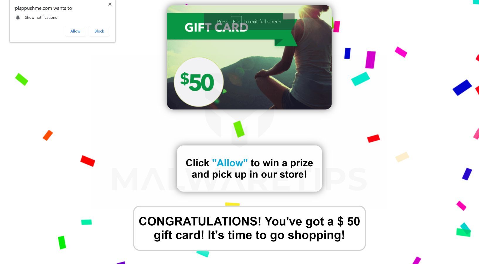 Click Allow to win a prize Scam