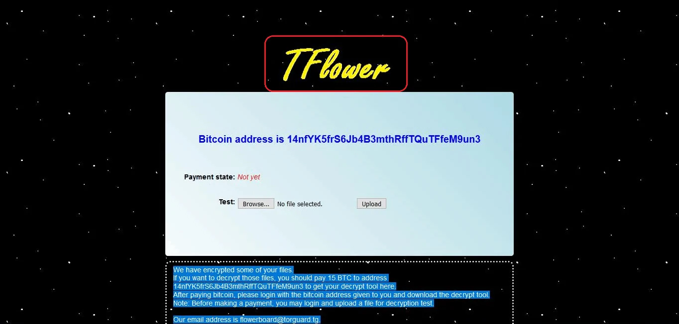 TFlower Ransomware CryptoMalware