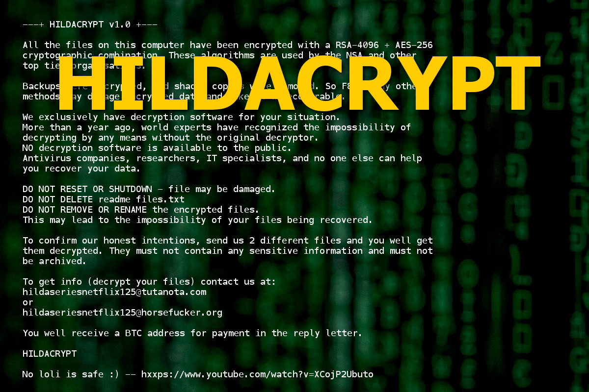 HILDACRYPT ransomware